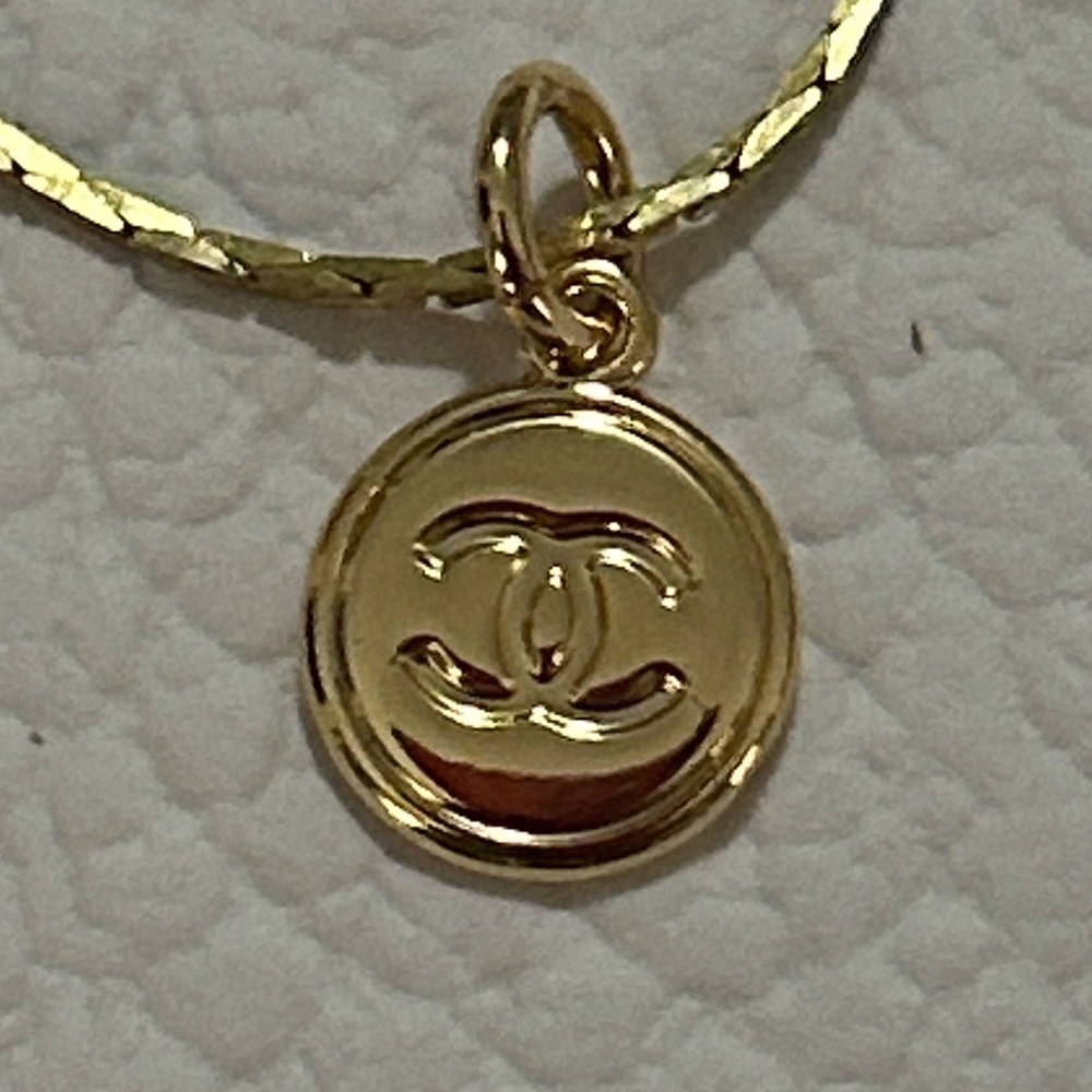 CHANEL (GWP) Gold Logo Pendant Necklace